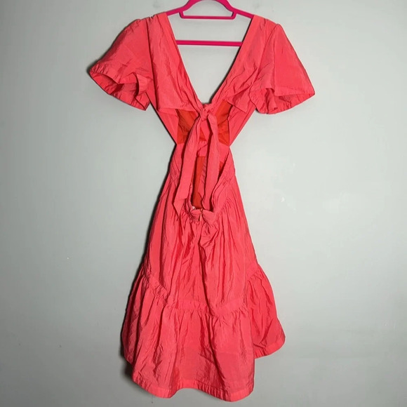 Cinq A Sept Judith Cutout Dress Size 2 in Neon Coral - Picture 9 of 9